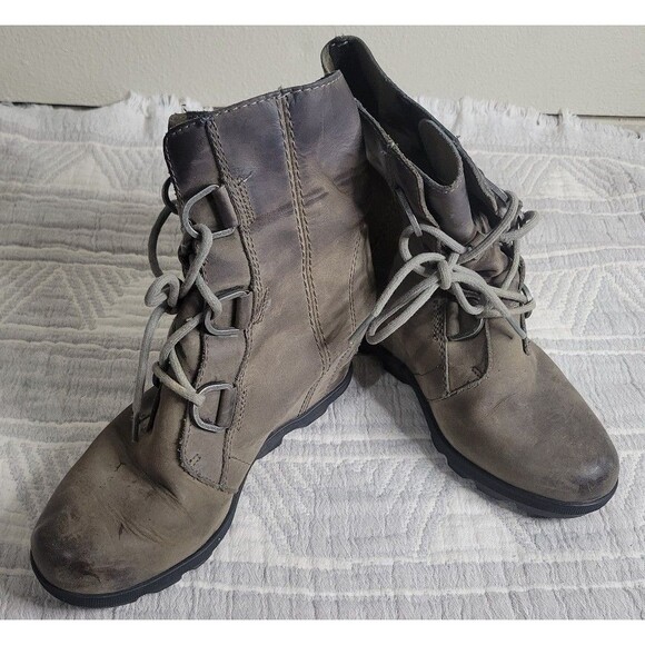Sorel Joan of Arctic Wedge II Bootie Women’s 7 Quarry Gray Leather Waterproof - Picture 1 of 10